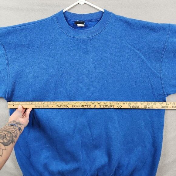 Vintage 90's Ultra Fleece Blank Blue Crew neck Sweatshirt Made In USA Size 2XLT - Picture 3 of 7